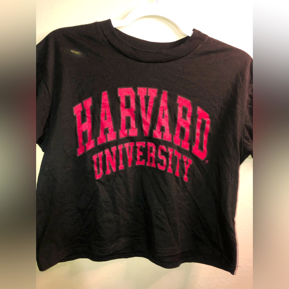Harvard Women sz S Black Cropped TShirt